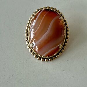 Vintage Gold and Brown Agate Bolo neckpiece